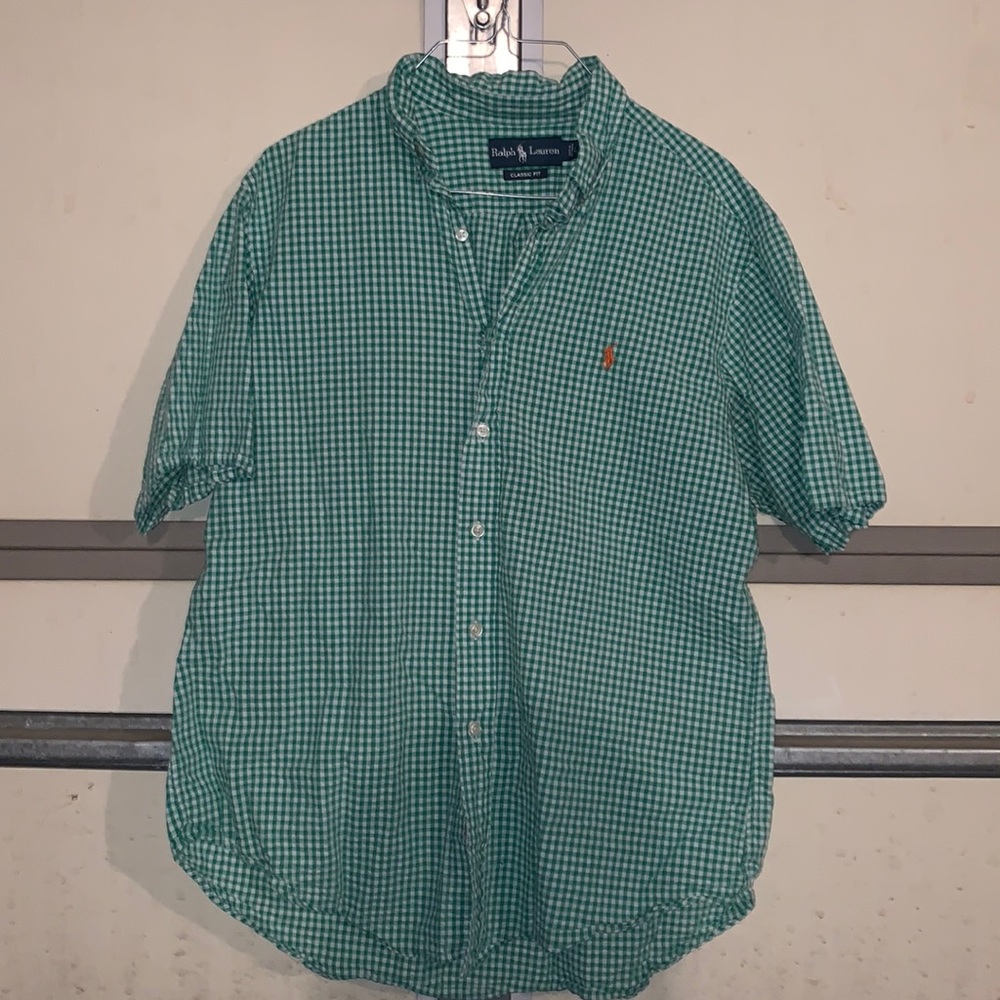 Ralph Lauren light green checkered button down